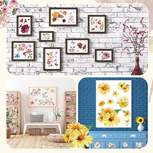 BBTO 12 Sheets Rub on Transfers for Crafts Wood Furniture DIY, 5.5" x 5.7" - style: Floral Style