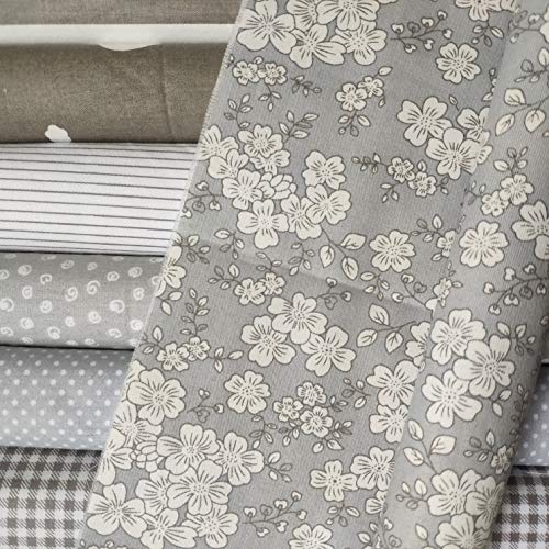 Misscrafts 7pcs Quilting Fabric 100% Cotton Craft Fabric Bundle Squares Grey Fat Quarters 18" x 22" for Patchwork DIY Sewing Scrapbooking - color: Grey Set