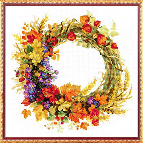 RIOLIS 1537 Wreath with Wheat Counted Cross Stitch Kit 11.75 x 11.75 in