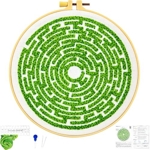 Maze Embroidery Kits for Beginners Adults Funny Hand Embroidery Art Kits, Cross Stitch Kits for Beginners DIY Craft Kits for Adults Women, Entire Set of Embroidery Supplies【Full-length Video Tutorial】 - color: H2069