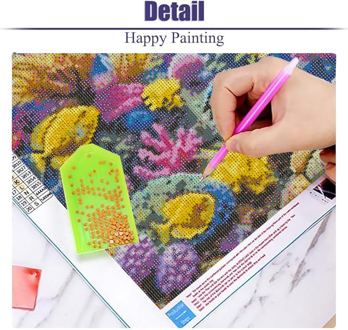 BOHADIY 5D Fish Diamond Art Kits for Adults, DIY Large Size Marine Life Diamond Painting Full Round Drill Crystal Art - Craft Cross Stitch Embroidery for Home Wall & Office Decor 27.5 X 15.7inch