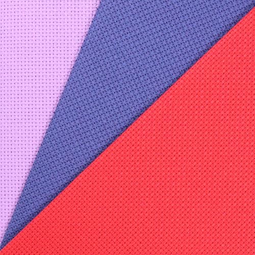 KCS 3 pc of 12" x 18"(30cmx45cm) 16CT Counted Cotton Aida Cloth Cross Stitch Fabric (Lavender+Royal Blue+Red) - color: Lavender+royal Blue+red