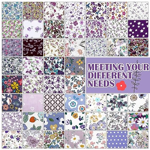 Kinlop 600 Pcs 4"x4" Cotton Fabric Squares Quilting Precut, Purple - color: Elegant Style