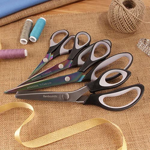 JubileeYarn Titanium Softgrip Scissors Set - Pinking, Sewing, Arts, Crafts, Office - 1 Set of 4 - Black - color: 4pc Black, size: 1 Set
