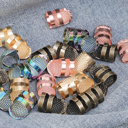2PCS Adjustable Zinc Alloy Sewing Thimbles Finger Covers - Hand Working Making Fingertip Protectors (Chroma M) - color: Chroma M