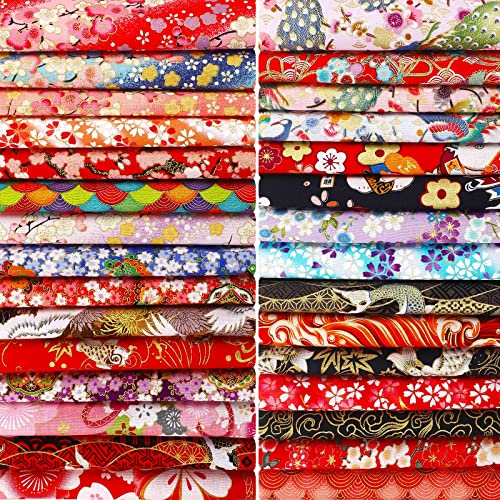 Tudomro 30 Pcs 8" x 10" Japanese Fabric Bundle Cotton Quilting, Fresh Style - color: Fresh Style