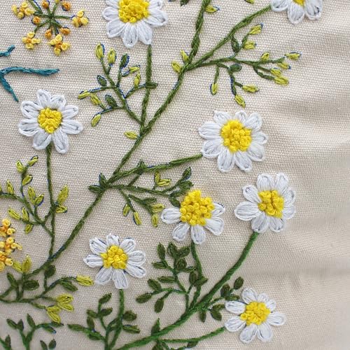 2 Set of Embroidery Pillow Kit Including Pillowcase Cover Cushion Case with Large Drawings and Zipper, Threads, Needles & Instruction Kits for Lace Crewel Craft, No Pillow Core (Lavender)