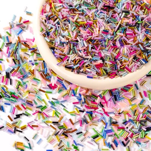 Ybxjges 4800Pcs 7mm Tube Beads Kit with 28 Colors Glass Bugle Seed Beads Small Craft Beads for DIY Bracelet Necklaces Jewelry Making