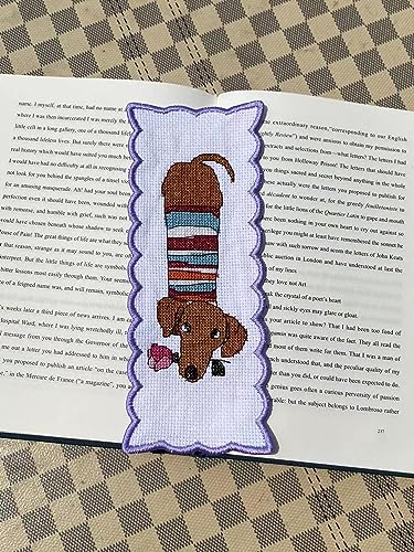 6 pcs Dog Bookmark Cross Stitch Kits,Small Easy, Bookmarks Cross Stitch,14 Count Counted Cross Stitch Kits,Cotton Thread, Cotton Dog Bookmarks Counted Cross Stitch Kits
