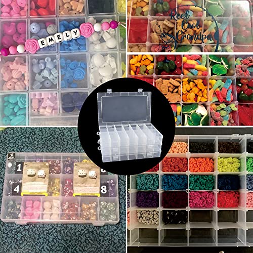 3Pack 28 Compartment Organizer Box with Parkical Adjustable Dividers, 28 Grids Plastic Storage Container for Jewelry, Craft DIY, Bead Organizer, Sewing, Dip Powder, Hair Accessories - size: 3 Pack 28 Compartment Organizer Box