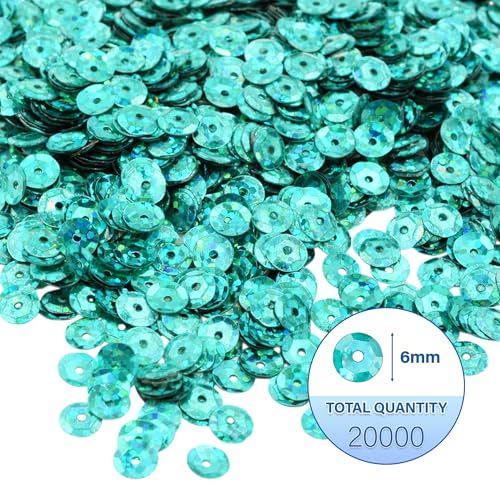 Mandala Crafts 6mm Cup Holographic Peacock Green Sewing Embroidery Sequins - color: Holographic Peacock Green, size: 6mm Cup Sequins