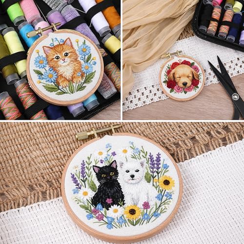 Josojoou 2Pcs Cross Stitch Hoop 3Inch Small Embroidery Hoop Round Wooden Embroidery Hoops for Art Craft Sewing Hanging Ornaments