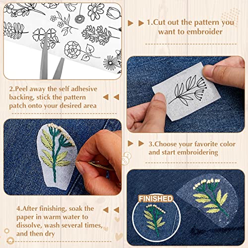 Lewtemi 50 Pcs Flowers Water Soluble Hand Sewing Stabilizers - color: Flowers