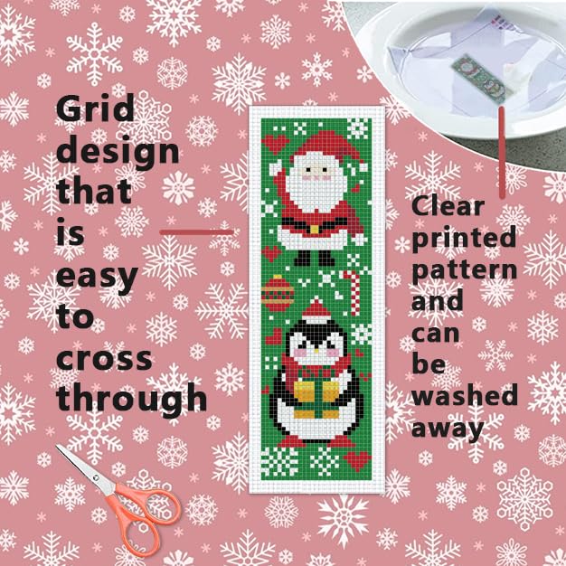 INFUNLY 6pcs Christmas Cross Stitch Bookmark Kits Snowman Embroidery Bookmark Kit with Instructions Santa Claus Handmade Cross Stitch Set Pre-Printed Deer DIY Bookmark-Kits for Adults Book Lovers - style: Christmas Snowman