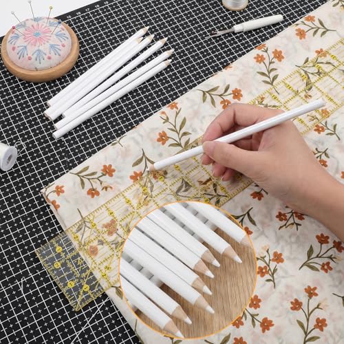 24PCS White Chalk Pencil, Ymapinc 7-inch Fabric Chalk Pencil for Sewing, White Fabric Marker, Water Soluble Tailors Marker, Washable Sewing Markers Pencils for Quilting, Dressmaker DIY Crafts