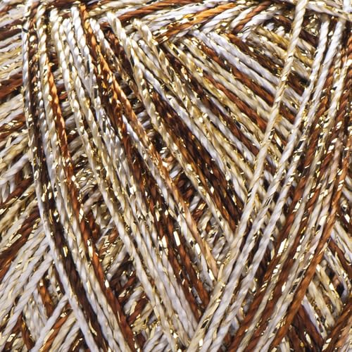 YarnArt Bright Metallic Glitter Yarn – 80% Polyamide 20% Metallic Polyester, 90g 340m, Soft Sparkle Fiber for Crochet, Lace, Summer Tops & Accessories – 4 mm Needle & Hook (227, Multicolor Gold Mix) - color: 227, Multicolor Gold Mix