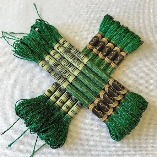 8 Meters 12 Strands Metallic Embroidery Floss Cross Stitch Needlework Thread, Metallic Green, 10 Skeins - color: Metallic Green