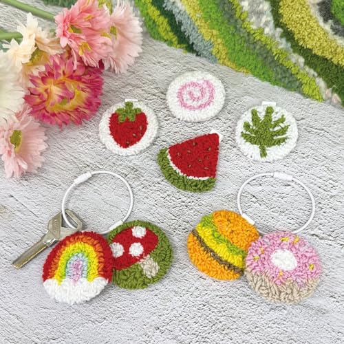 HAND U JOURNEY 8Pcs Punch Needle Keychain Kit, 2.2mm Tool