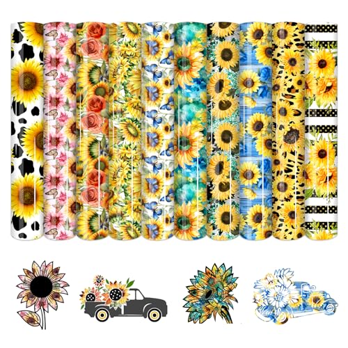 HTVSTD Sunflower HTV Heat Transfer Vinyl 10 Sheets 12×10in Iron on Vinyl - color: Sunflower
