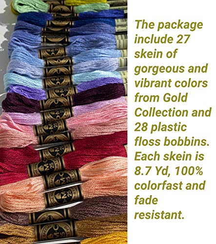 DMC Embroidery Floss, Limited Edition Pack Bundle with 28 Plastic Bobbins