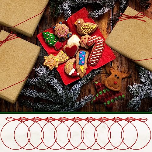 Berlune 120 Pcs Elastic Bows Pre Tied Stretch Loops Wrap, Red - color: Red