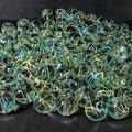 8mm Hand-Drawn Glass Beads Bulk 200pcs Yellow&Sky Blue Round - color: Yellow&Sky 8mm
