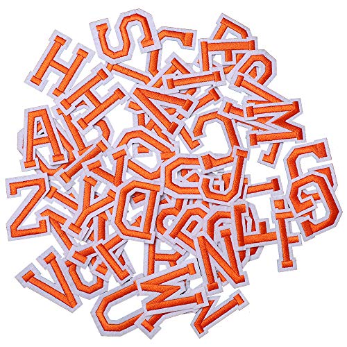 J.CARP 52Pcs Orange Alphabet A to Z Patches, Iron on Sew on Letters for Clothing, Hats, Shoes, Backpacks, Handbags, Jeans, Jackets etc. - color: 52pcs, Orange