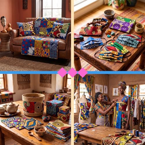 Tatuo 150 Pcs 4 × 4 Inch African Cotton Fabric Squares No Repeat - style: African