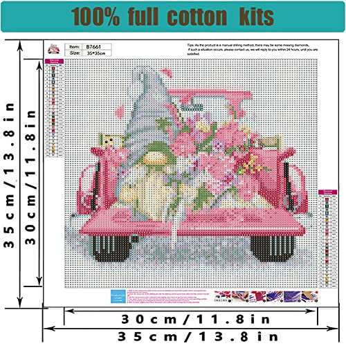 Tiwabb Gnome Truck Flower Stamped Cross Stitch Kits for Adults Beginners - color: Gnome Truck Cross Stitch - 1