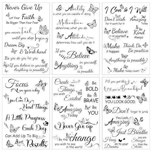 Wxiben 6 Pcs Inspirational Words Rub on Transfers for Crafts and Furniture - style: Inspirational Words