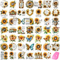 48 Sheets Rub on Transfers for Crafts and Furniture Rub on Transfer Stickers Decals for Wood,2.5 * 2.5inch (Sunflower) - style: Sunflower