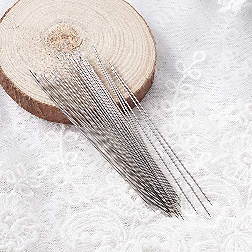 Craftdady 125Pcs Steel Beading Needles 3.5 Inch Long Straight Thin Beading Embroidery Needles for Sewing Easy Threading Jewelry Making - size: 1.2mm thick, 89mm long