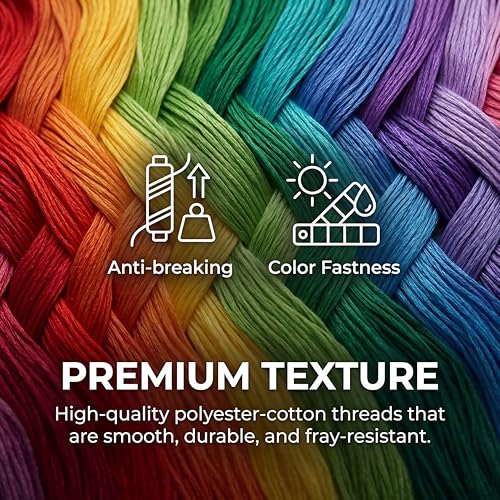 Huacan Embroidery Kit 204 Pcs,100 Colors Threads, 5 Pcs Embroidery Hoops,3 Pcs Aida Cloth, Cross Stitch Tools and Embroidery Starter Kit for Adults and Beginners