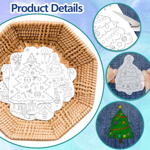 GLOBLELAND 4 Sheets Christmas Tree Water Soluble Embroidery Pattern - color: Christmas Tree