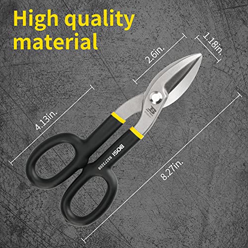 8" Straight Pattern Tin Snips Metal Cutters, High Strength Forged - size: 8 Inch