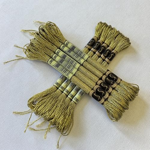 8 Meters 12 Strands Metallic Embroidery Floss Cross Stitch Needlework Thread, Metallic Gold, 10 Skeins - color: Metallic Gold