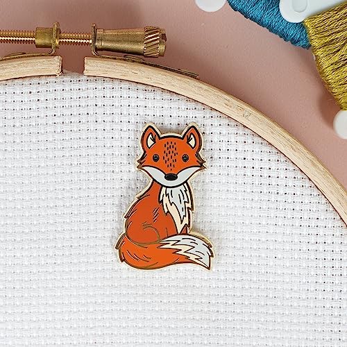 Fox Magnetic Needle Minder from Caterpillar Cross Stitch - for Cross Stitch, Sewing, Embroidery and Needlework Accessories, Enamel