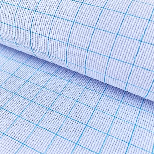 16 Count White Aida Cotton Embroidery Fabric with Washable Grid Lines, 16 Holes Per Inch, Perfect for Cross Stitch and Needlework (59" W x 20" L) - size: 59"W x 20"L