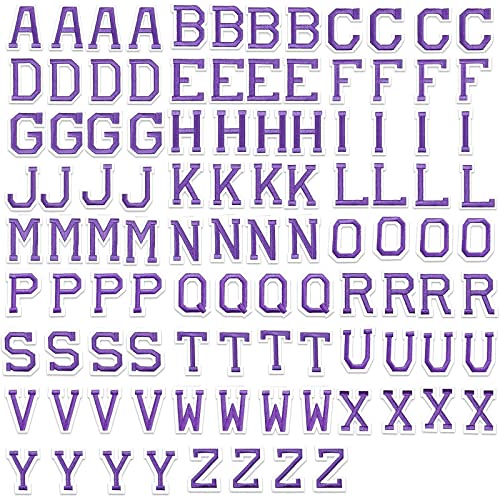 J.CARP 104Pcs Purple Alphabet A to Z Patches, Iron on Sew on Letters for Clothing, Hats, Shoes, Backpacks, Handbags, Jeans, Jackets etc. - color: 104pcs, Purple