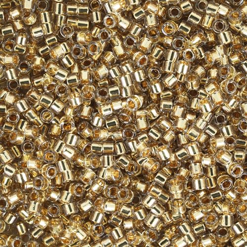 Miyuki Delica Seed Beads - color: DB2525 - Gold Plate Yellow-Lined