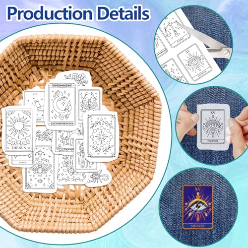 GLOBLELAND 4 Sheets Tarot Cards Water Soluble Embroidery Pattern - color: Tarot Cards