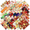 Irenare 100 Pcs 8 x 8 Inch Fall Fabric Squares Bundles Thanksgiving Fat Quarters Cotton Halloween Fabric by the Yard Cotton Quilting Maple Pumpkin Ghost Printed Sewing Patchwork for DIY Crafts - style: Skull