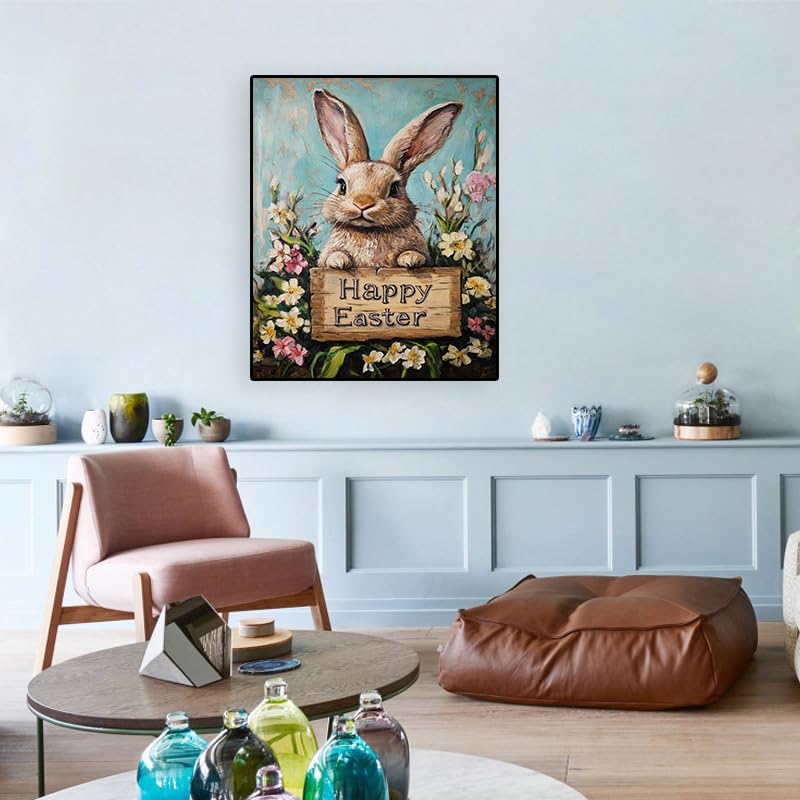 Easter Day Rabbit Stamped Cross Stitch Kit for Beginner Adult Cross Stitch - color: easter