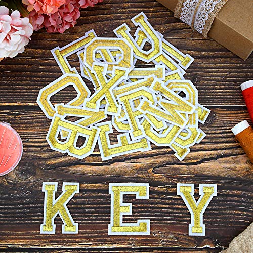 Boao 104 Pcs Iron on Letters Patches for Fabric,Gold - color: Gold