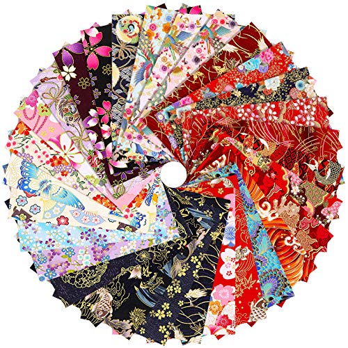 Tudomro 30 Pcs 8" x 10" Japanese Fabric Bundle Cotton Quilting, Retro Style - color: Retro Style