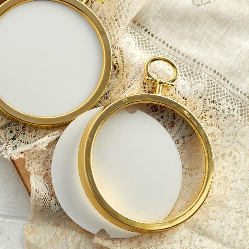 Mini Gold Round Frames – Set of 12 Small Plastic Craft Frames