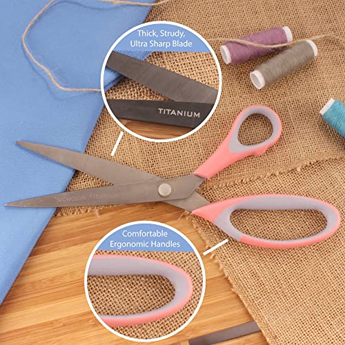 JubileeYarn Titanium Softgrip Scissors Set - Pinking, Sewing, Arts, Crafts, Office - 3 Sets of 4 - Pink - color: 4pc Pink, size: 3 Sets