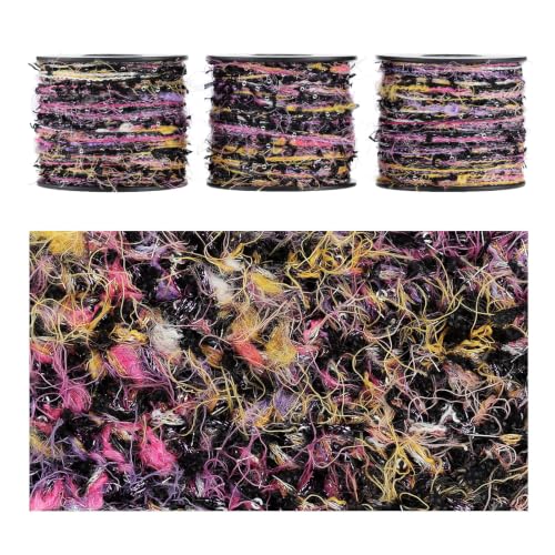 Artisanal Yarn Collection Multifiber Fancy Yarn for Knitting Crocheting Crafts DIY, Set of 3 Rolls(143 Witch's Prism) - color: 143 Witch's Prism