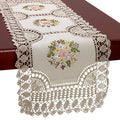 Grelucgo Small Handmade Crochet Cotton Lace Table Runner Dresser Scarf, Ribbon Embroidery (Rectangle 16 x 36 inch) - size: rectangle 16 x 36 inch