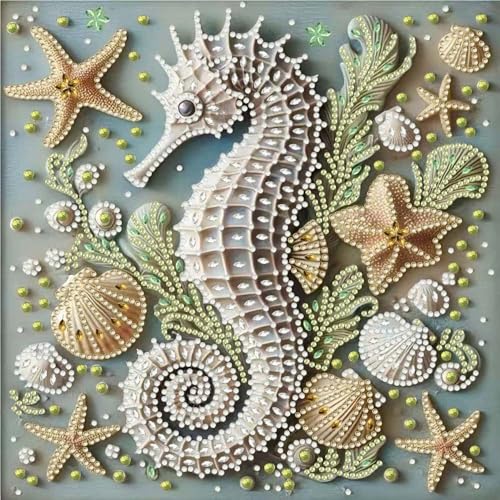 ZQEATRY 5D Special Shape Diamond Art Kits for Adults,Animal Seahorse Diamond Painting Kits for Beginners,DIY Gem Art Crystal Rhinestones Painting Kits for Home Wall Decor 12×12inch - color: XJ116